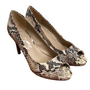 Bandolino Snakeskin Print Peep Toe Heels Women’s 7.5M